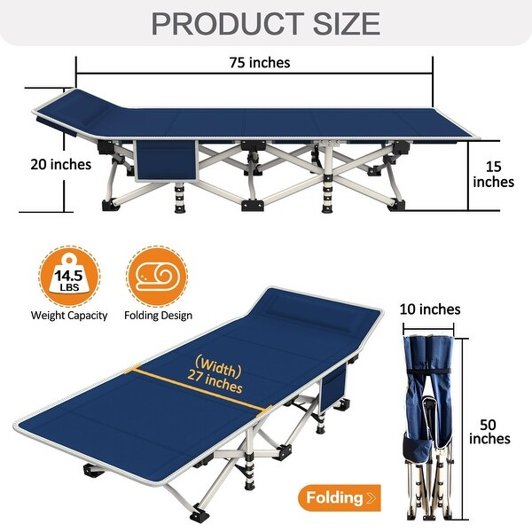 Camping Cot 2 Pack with Mattress Cots for Sleeping w/Pad Heavy Duty Camping Bed Sleeping Cot W/Carry Bag Camping Cots for Adults