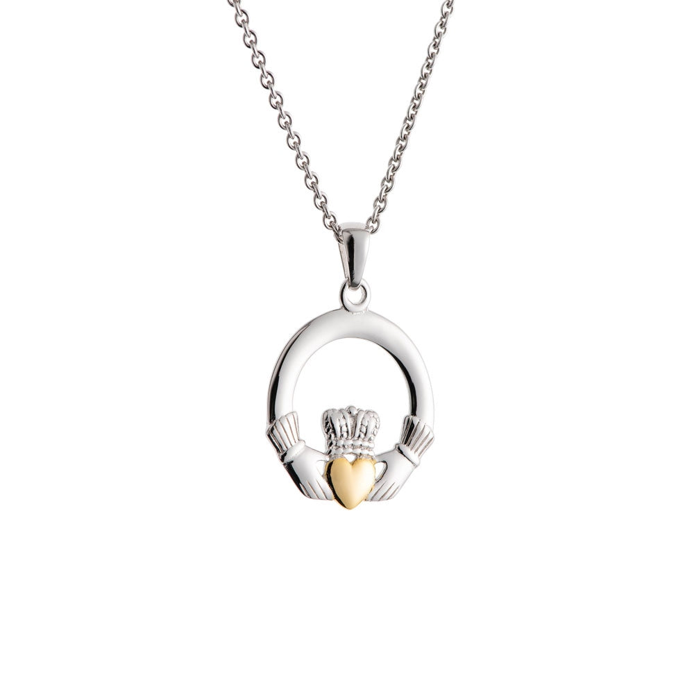 Galway Crystal Claddagh Pendant Sterling Silver & Gold