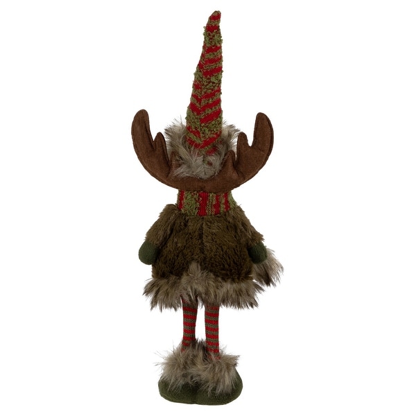 Standing Plush Moose with Striped Legs Christmas Figure