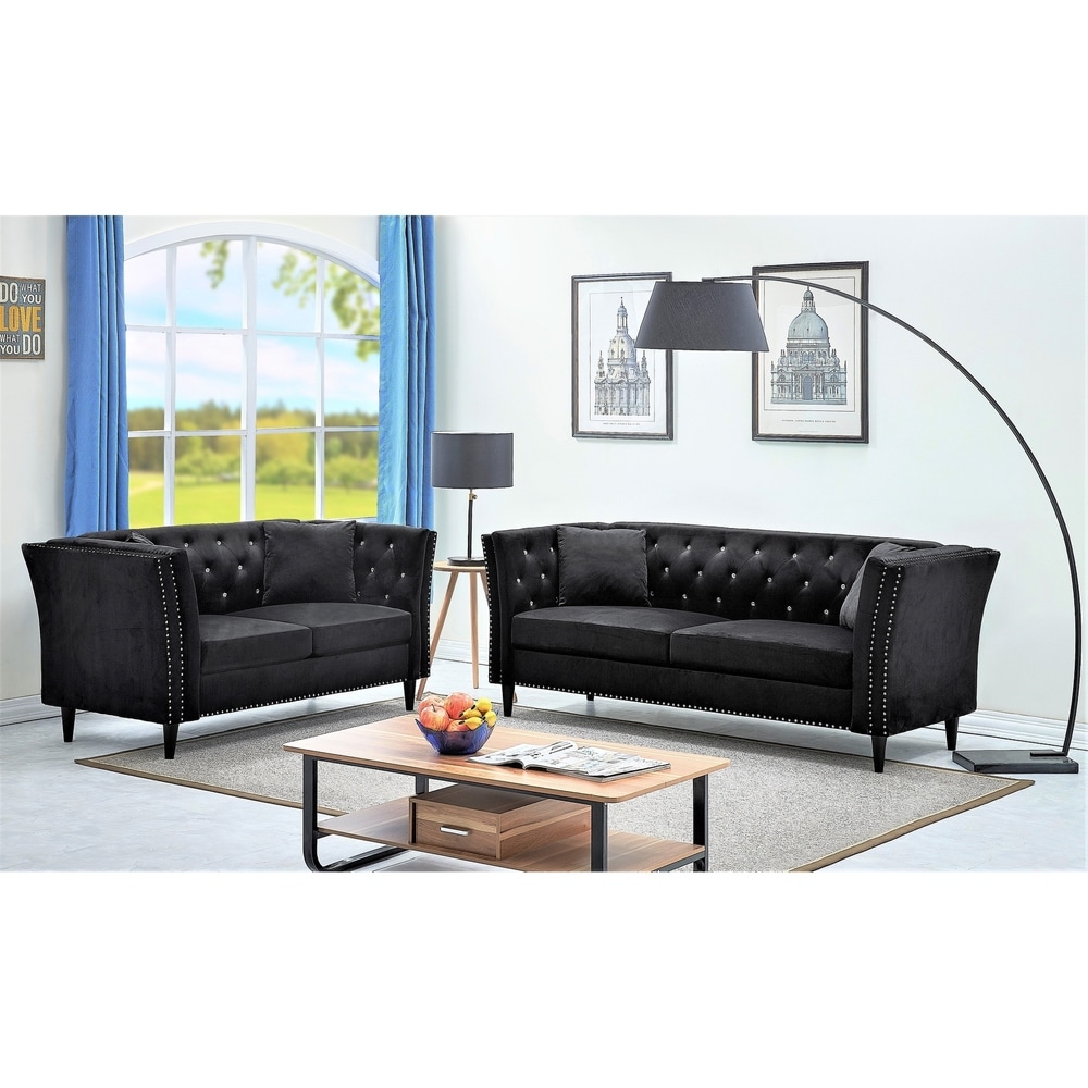 Rivas Velvet 2 Piece Sofa/Loveseat Set