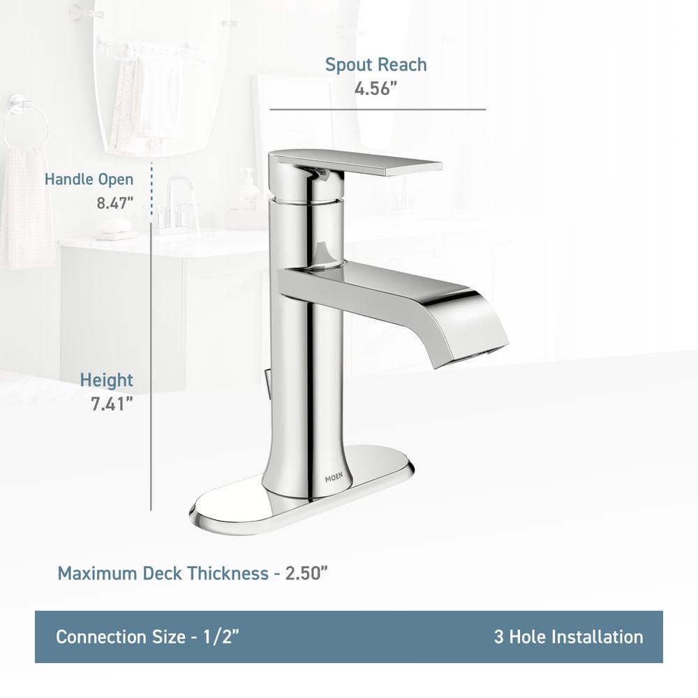 MOEN Genta SingleHandle Single Hole Bath Faucet with 3Piece Hardware Set and 18 in Towel Bar in Spot Resist Brushed Nickel