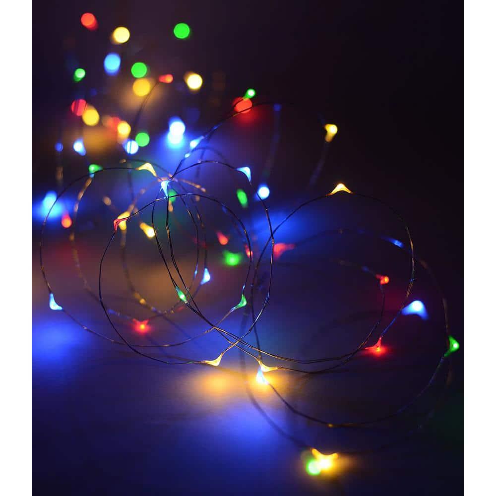 Feit Electric 30Light 10 ft Indoor LED MultiColor Silver Wire USB or Battery Operated Fairy String Light wRemote and 8 Clip