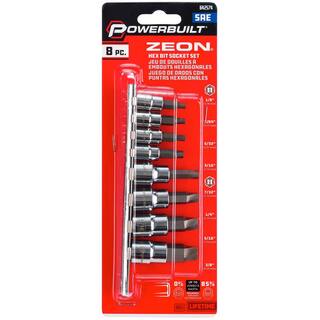 Powerbuilt 8 Piece Zeon SAE Hex Bit Socket Set for Damaged Bolts 642574