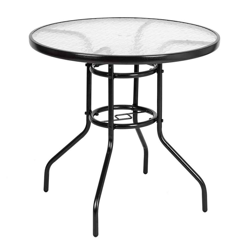 Outdoor Dining Table Round Toughened Glass Table