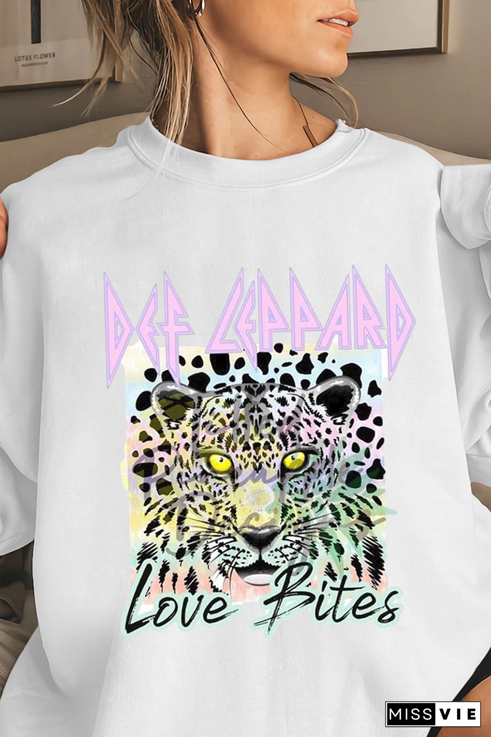 Tiger Love Bites Print O-neck Long Sleeve Sweatshirts Women Wholesale