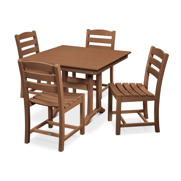 Polywood La Casa Café 5-Piece Farmhouse Trestle Side Chair Dining Set PWS438-1