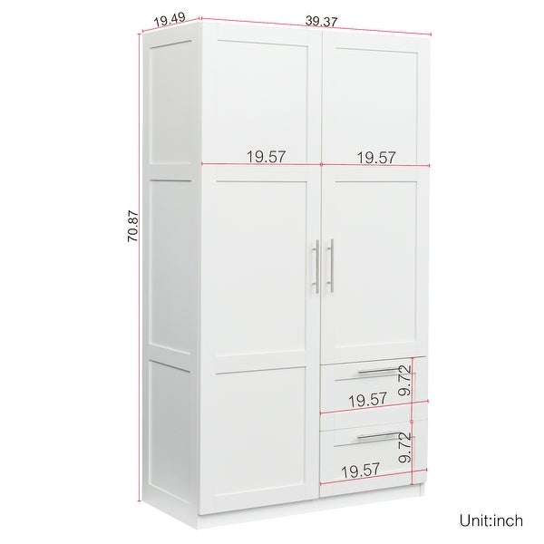 High wardrobe and kitchen cabinet with 2 doors， 2 drawers and 5 storage spaces - - 37249233