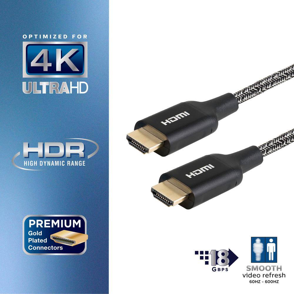 Philips 4 ft. 4K HDMI 2.0 Cable with Ethernet and Gold Plated Connectors in Black SWV6120P27