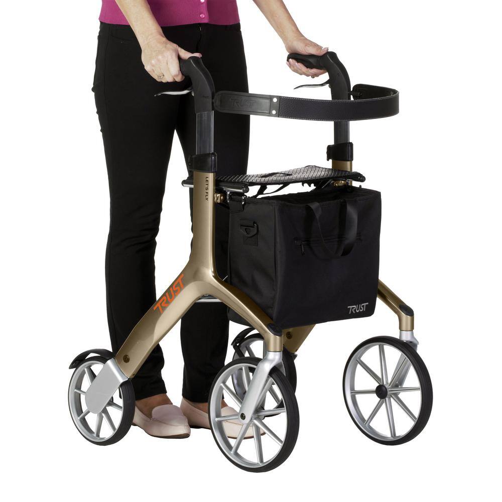 Stander Trust Care Let's Fly 4-Wheel Lightweight Folding Euro-Style Rollator with Seat in Beige 4700-BG