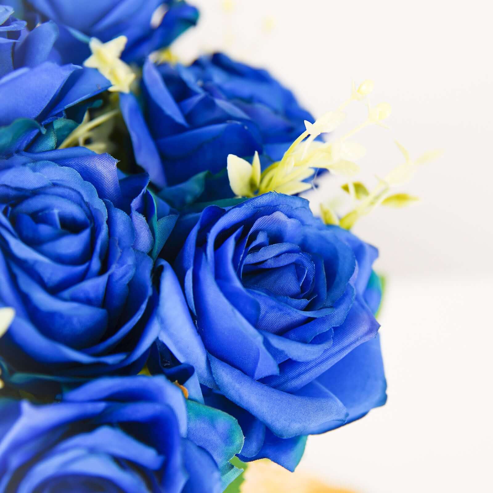 2 Bushes Royal Blue Artificial Silk Rose Flower Arrangements, Real Touch Long Stem Flower Bouquet 18