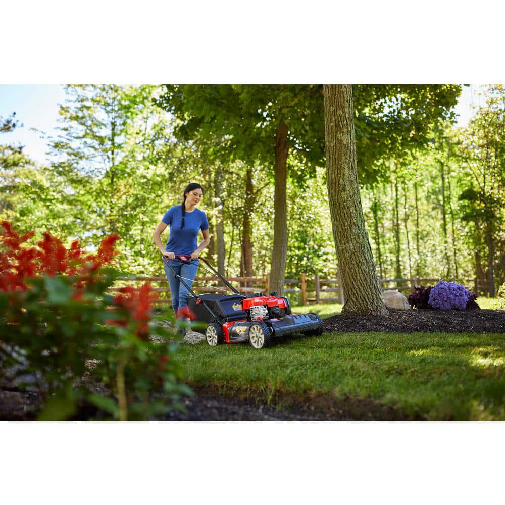 TroyBilt 21 in 140 cc Briggs and Stratton Gas Engine Self Propelled Lawn Mower with Rear Bag and Mulching Kit Included