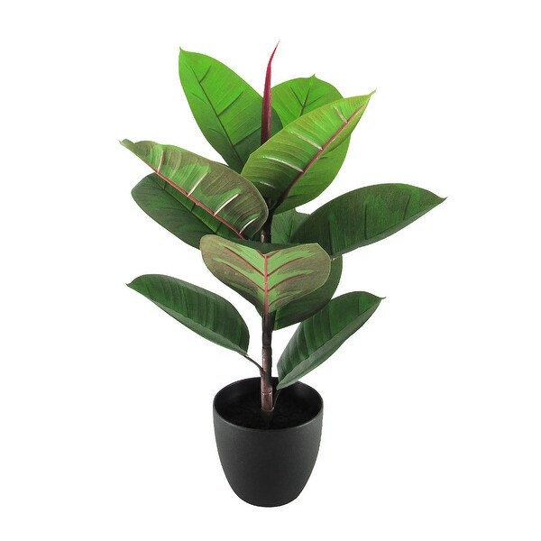 2ft Real Touch Artificial Rubber Plant Fiddle Leaf Fig Tree in Black Pot