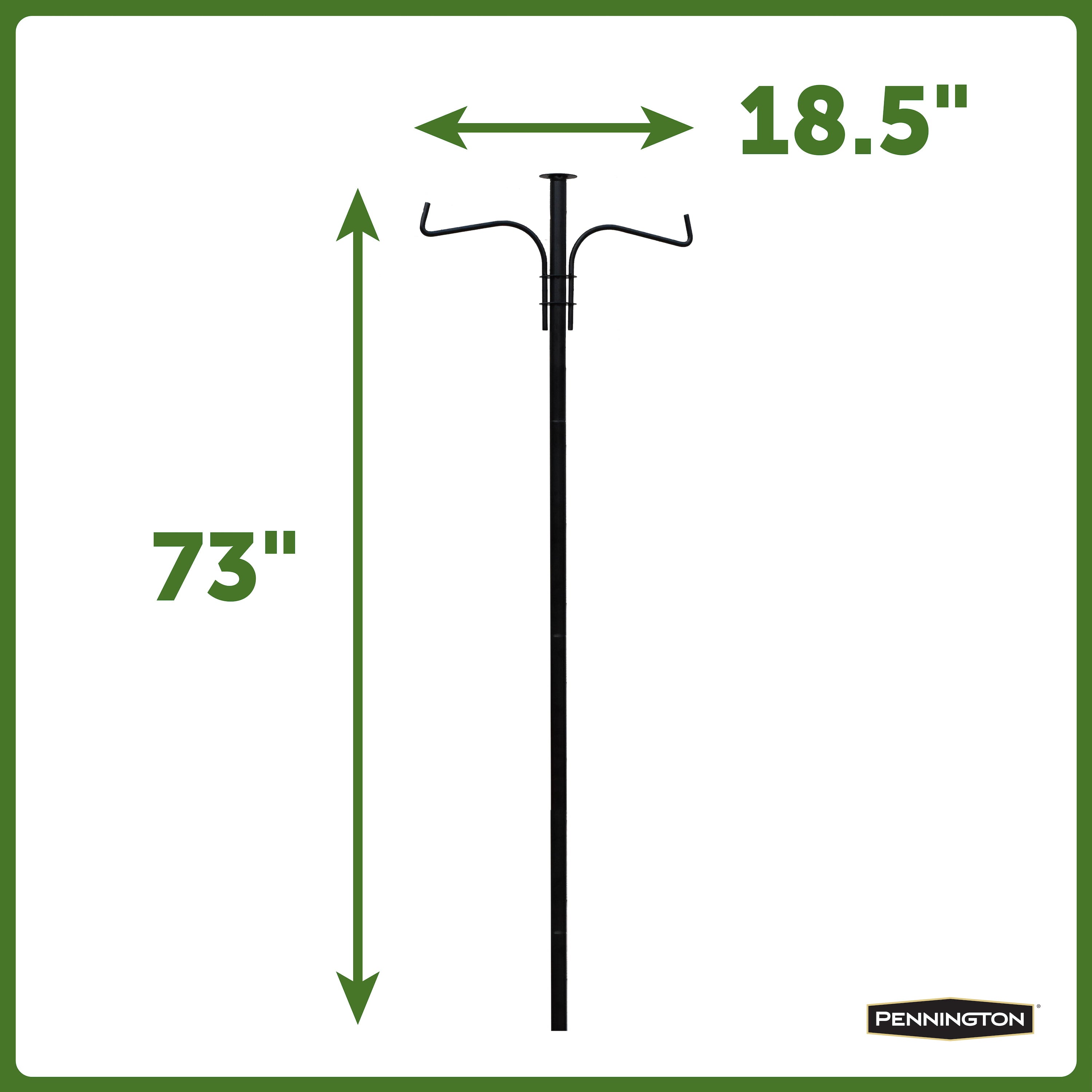 Pennington Premium Wild Bird Feeder Pole Plus， 5 feet Installed Height， Black