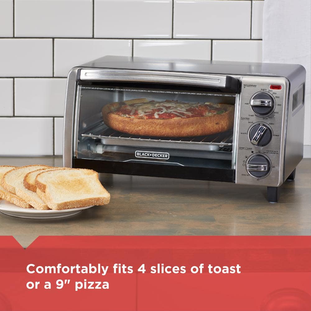 BLACK+DECKER 1150 W 4-Slice Stainless Steel Convection Toaster Oven with Built-In Timer TO1750SB