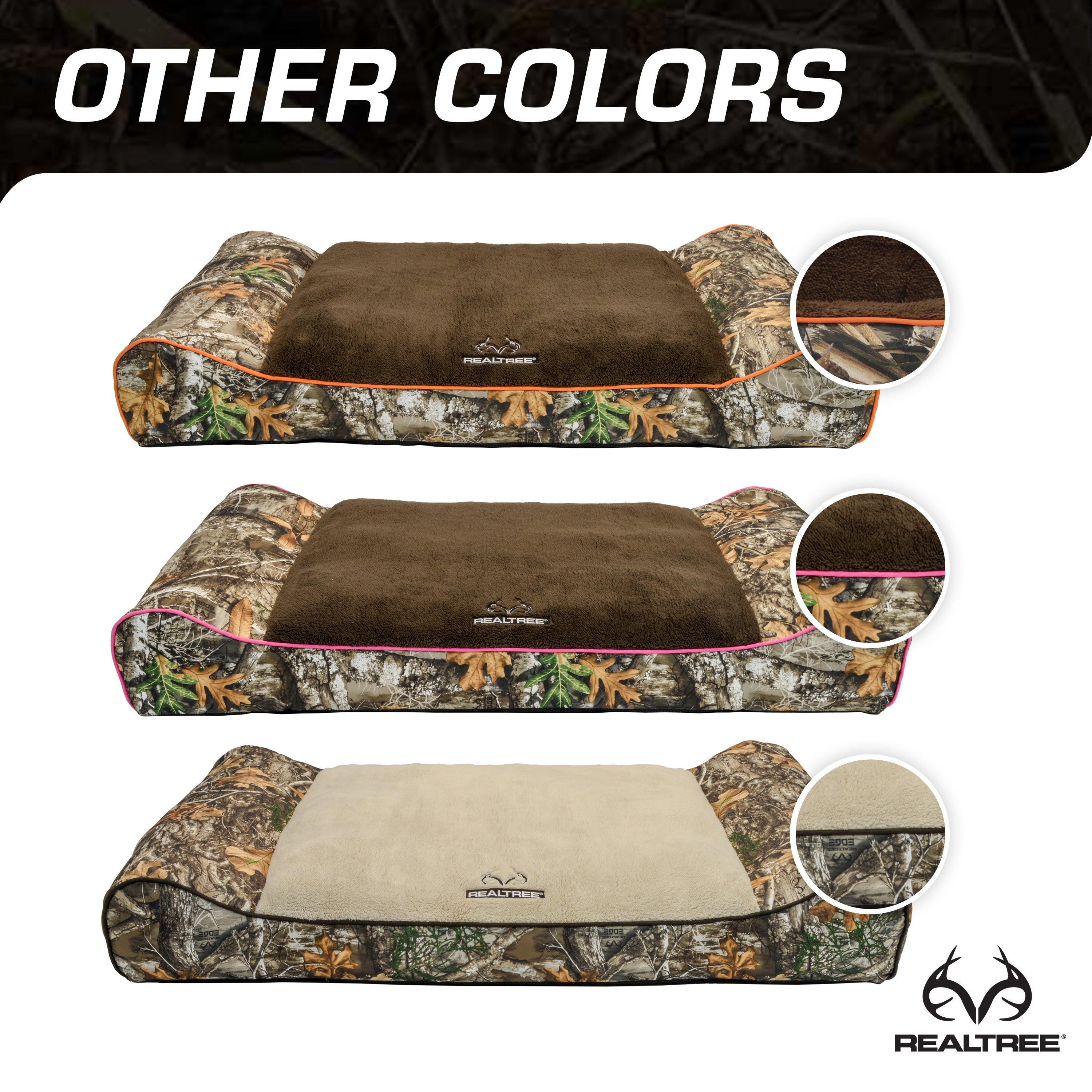 Realtree Edge Camo Bolster Pet Bed - Brown