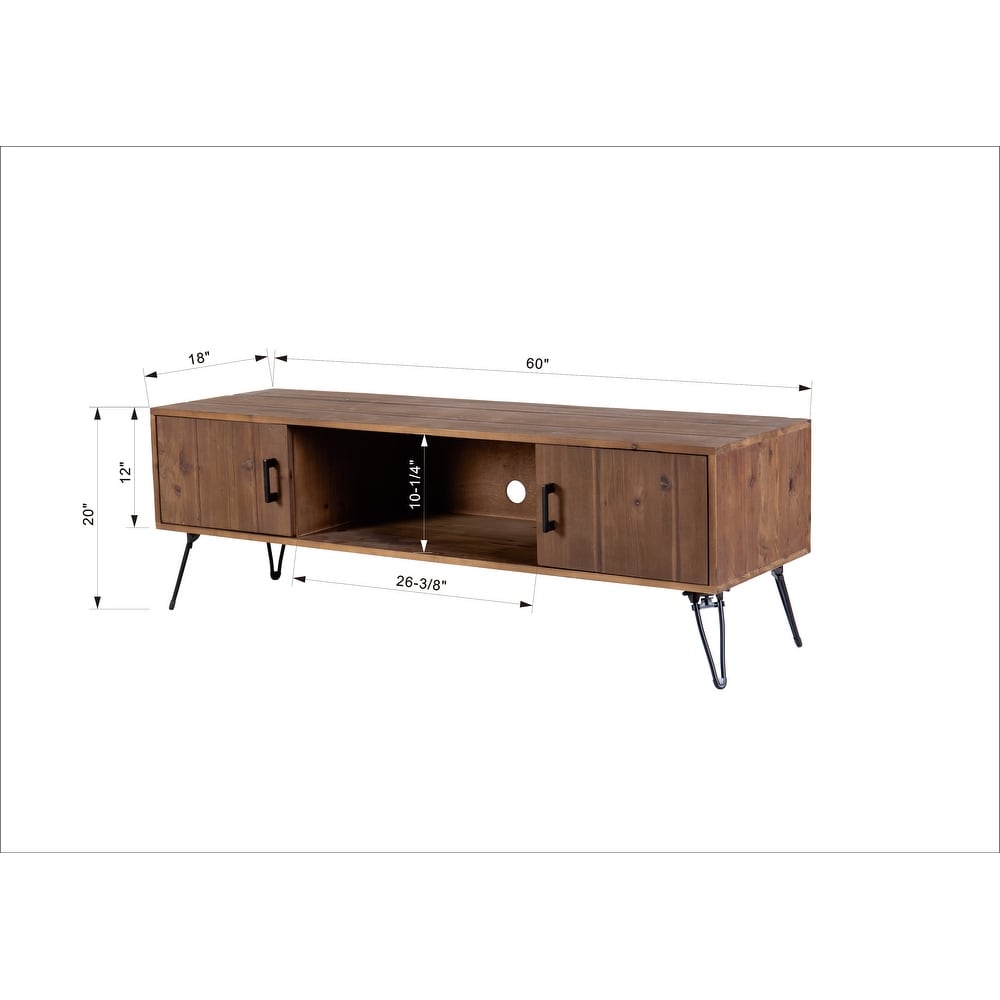 Solid Wood TV Stand TV Console Table with Storage Cabinet and Shelf  Industrial Entertainment Center for Living Room