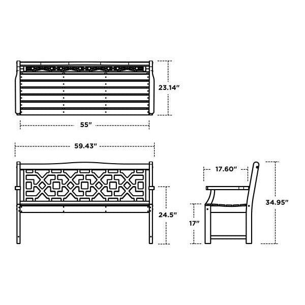 Polywood Chinoiserie Outdoor 60 Garden Bench by Martha Stewart