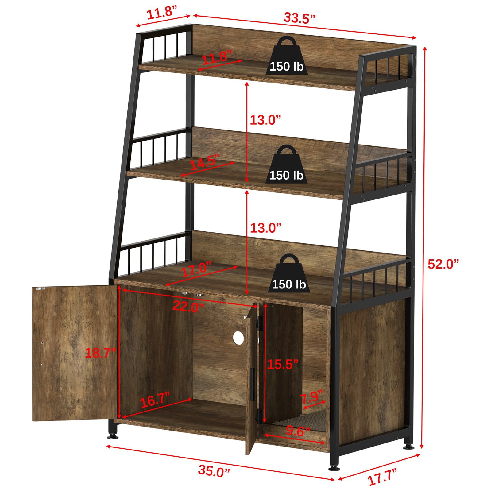 GDLF Large Hidden Cat Litter Box Enclosure Furniture with Shelf  Cat Washroom Storage with Scratch