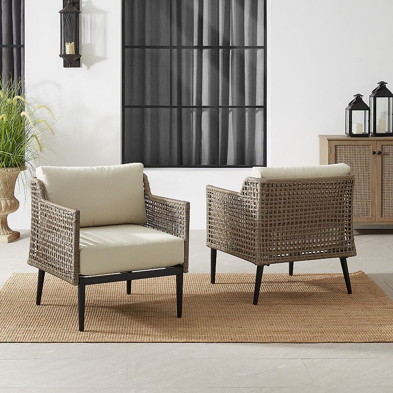 Crosley Southwick Outdoor Wicker Arm Chair 2-Piece Set