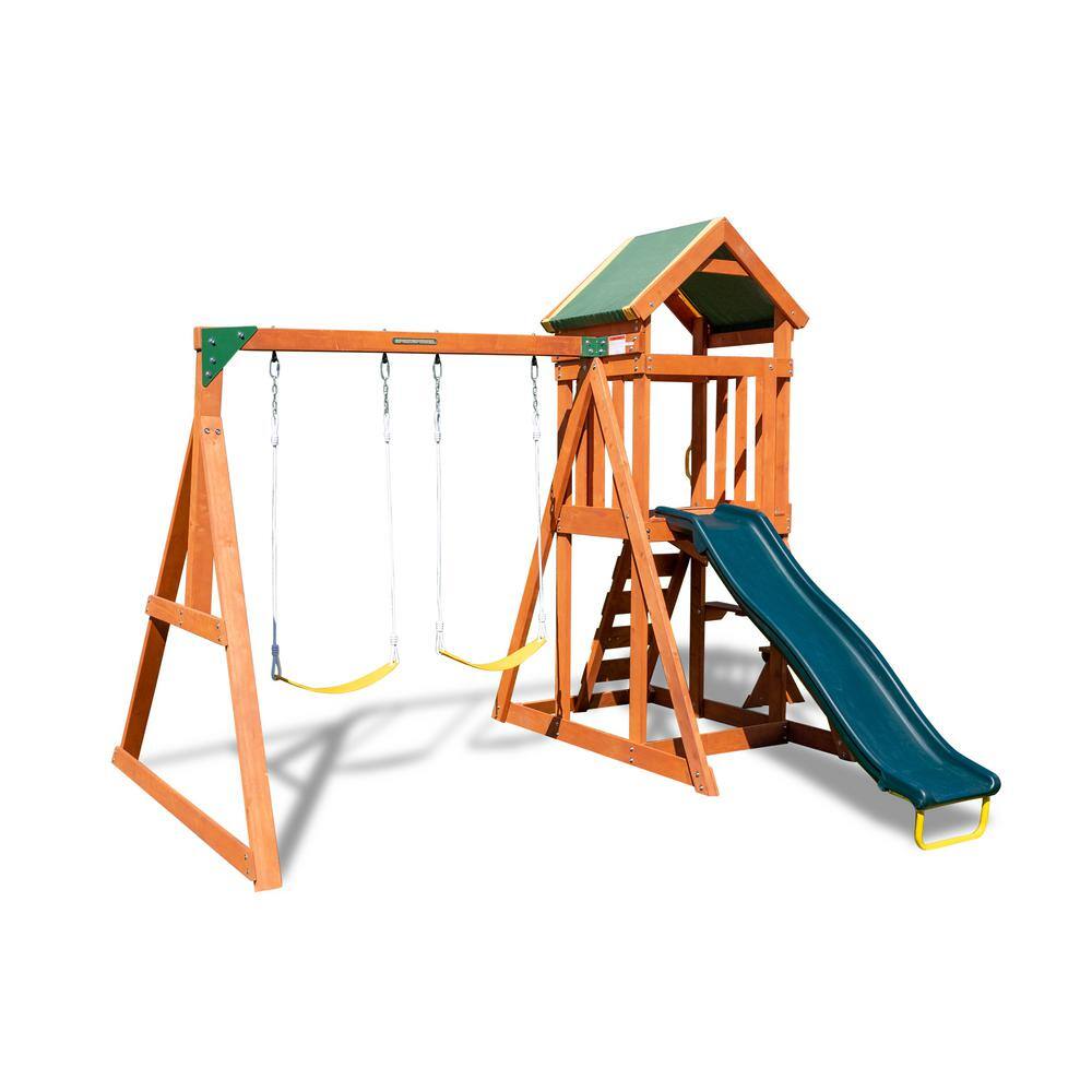 SPORTSPOWER Sherwood Wood Swing Set with Slide WP-746