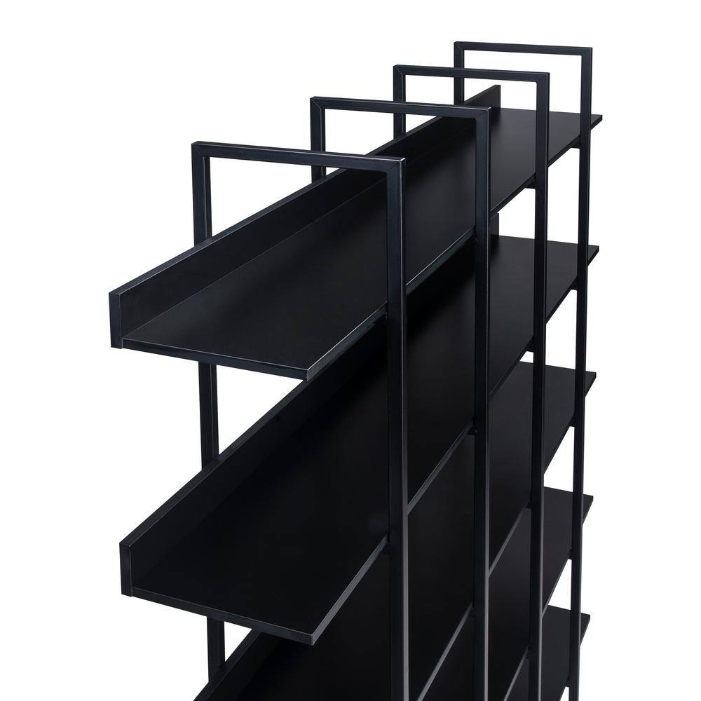 Asucoora Giltner 71 in.Black Metal 5-Shelf Etagere Bookcase.with Open Back NYZWJ004-BK