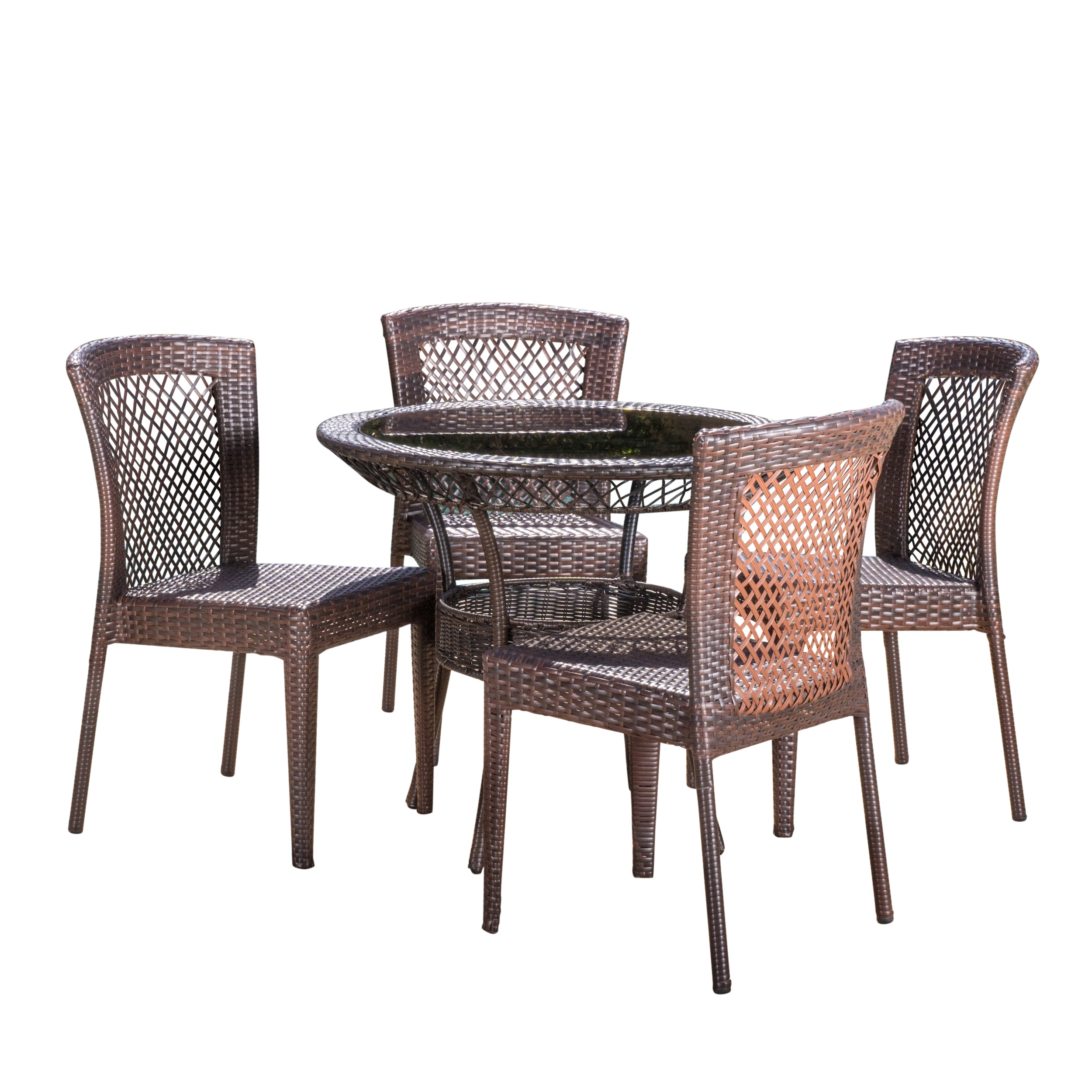 Dana Outdoor Multibrown Wicker 5pc Dining Set