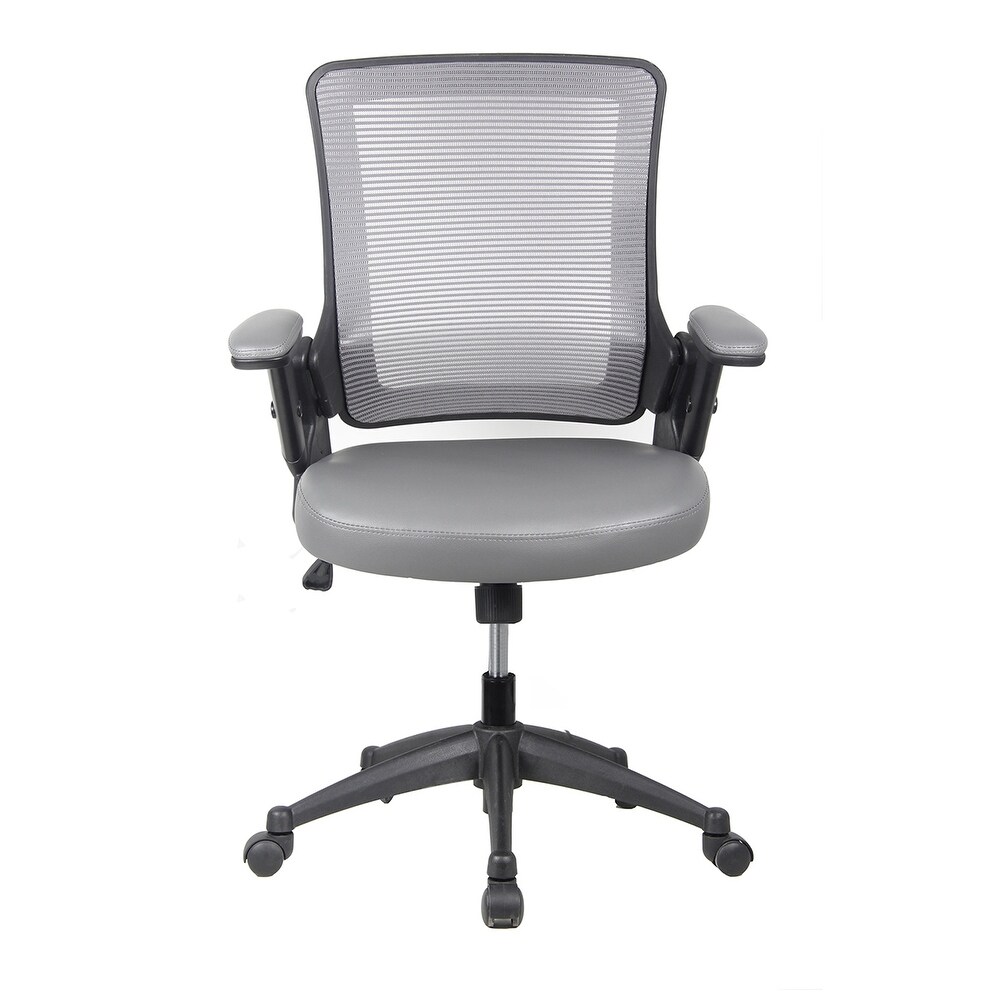 Mid Back Mesh Task Office Chair with Height Adjustable Arms  Grey