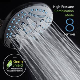 AQUACARE 8-Spray Patterns 7 in. Single Wall Mount Fixed Shower Head Anti-microbial Waterfall in Oil Rubbed Bronze 43333