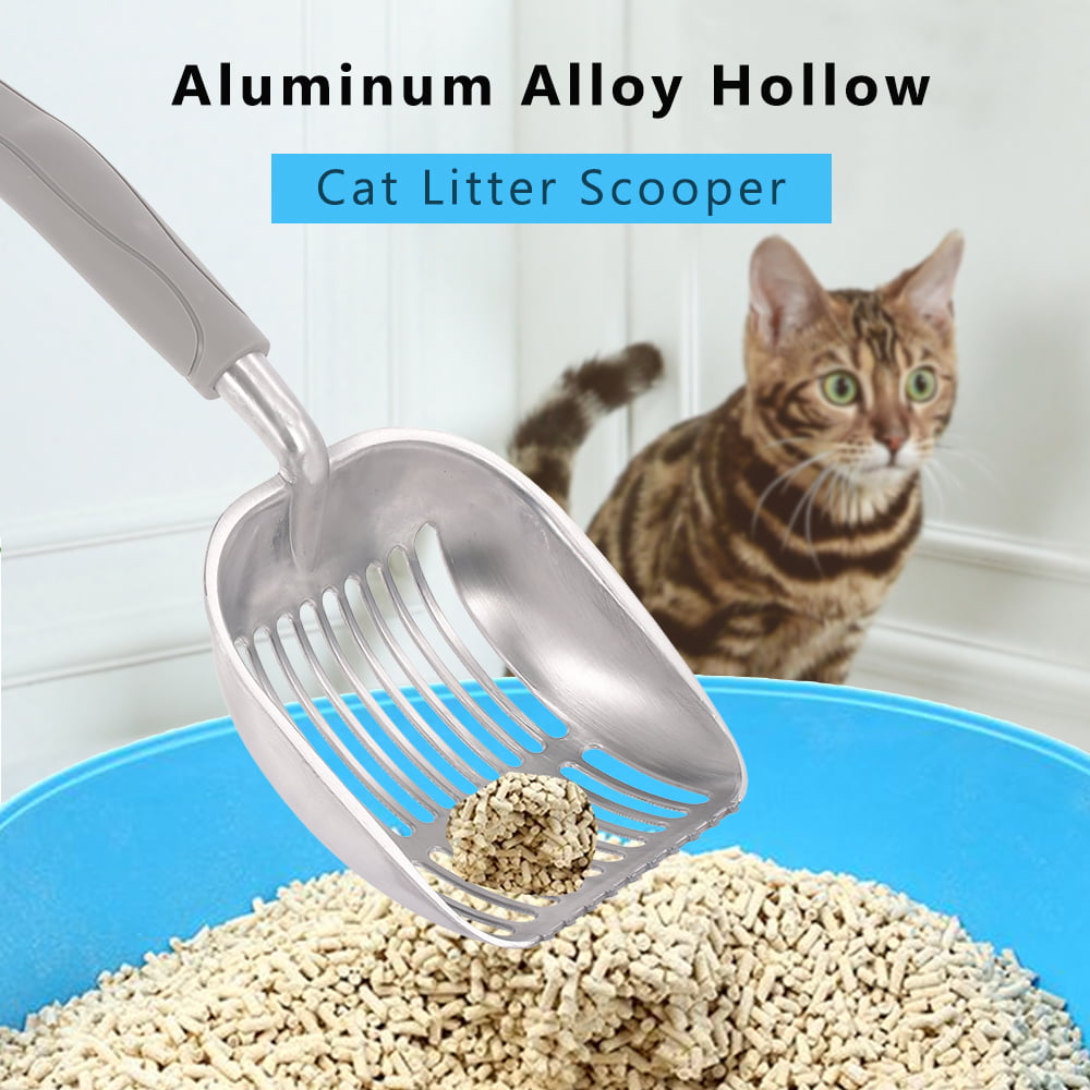 Abody Aluminum Alloy Hollow Cat Litter Scooper Litter Shovel Sifter with Long Handle Pet Poop Scooper Shovel Pet Cleaning Supplies Tools