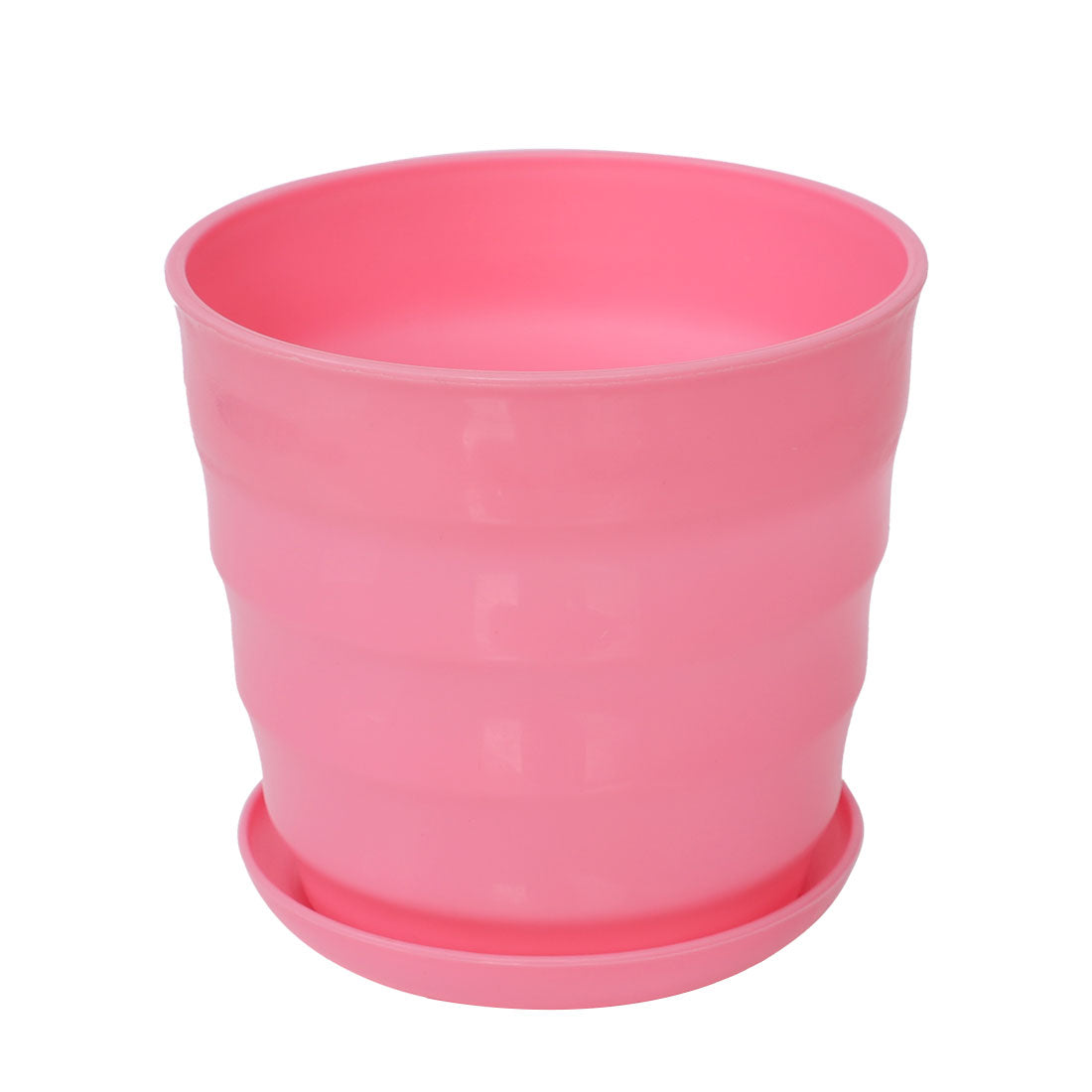 Uxcell Home Office Desk Plastic Cylindrical Plant Planter Holder Flower Pot Pink