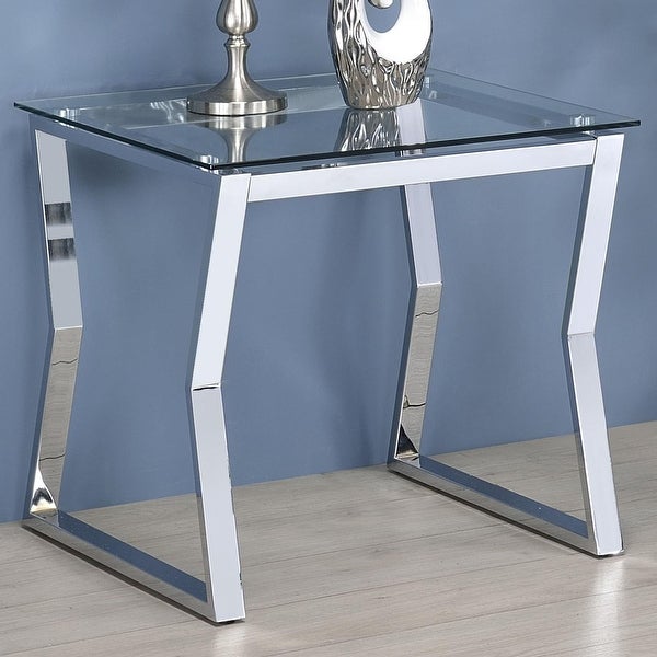 Furniture of America Kiloran Contemporary Glass Top 24-inch Side Table