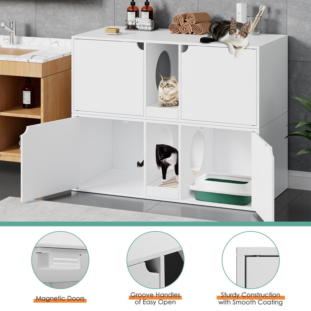 Cat Litter Box EnclosureModern Large Cat Washroom Storage Cabinet   43.3\