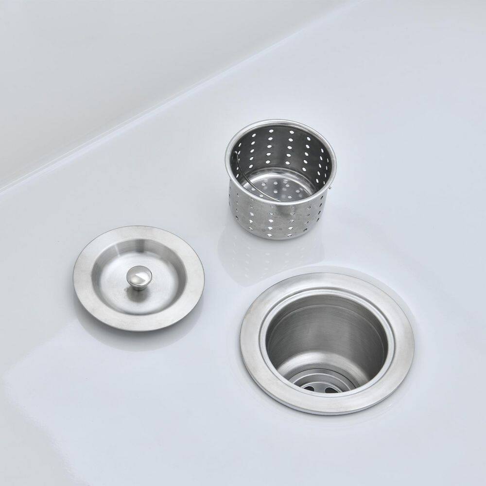 CASAINC White Fireclay 36 in. Single Bowl Farmhouse Apron Workstation Kitchen Sink with Grid and Strainer CA-WH59098