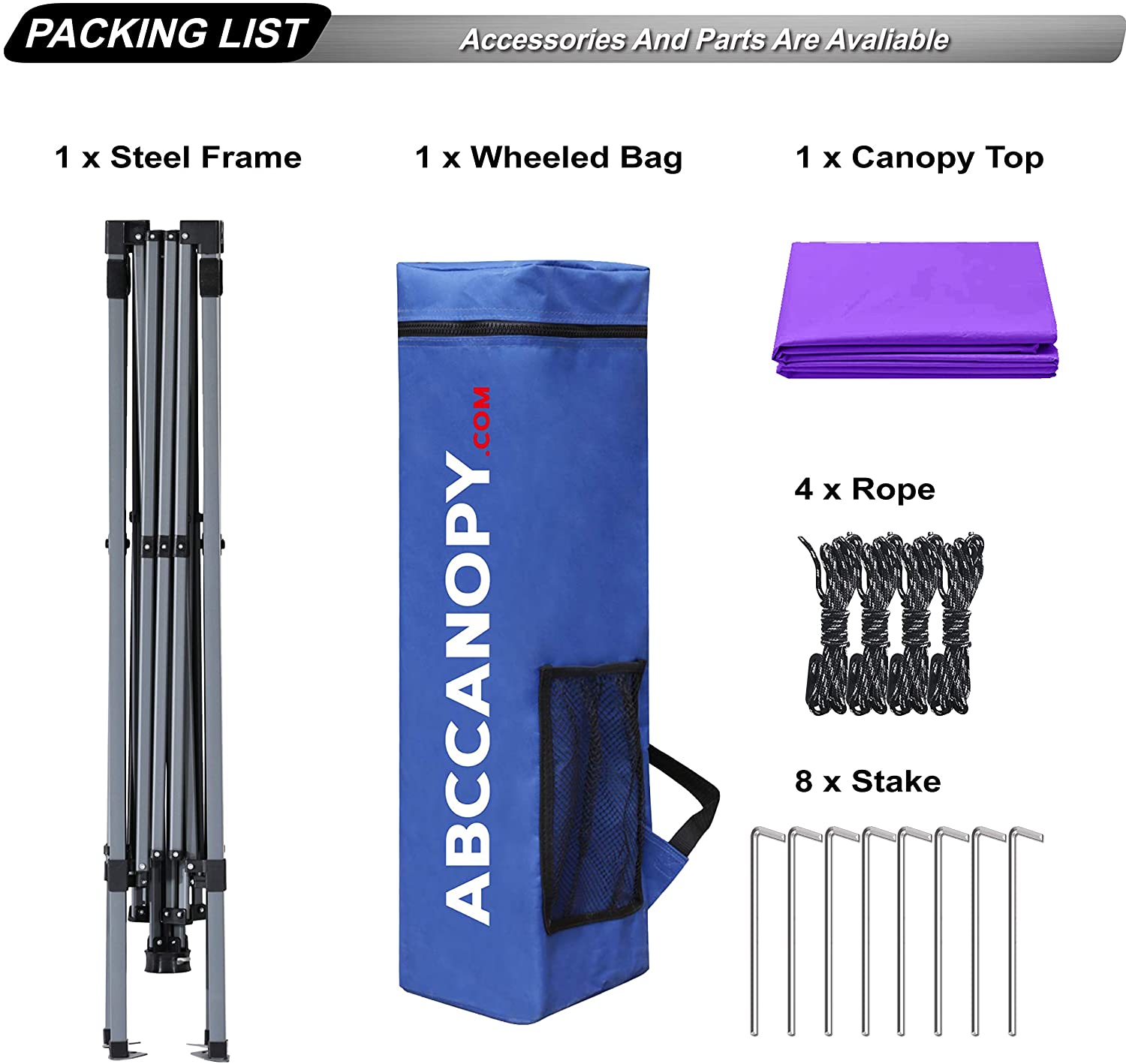 ABCCANOPY 10 ft x 10 ft Outdoor Pop up Slant Leg Canopy Tent with 1 Sun Wall and 1 Backpack Bag - Purple