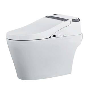 FINE FIXTURES Wave 1-piece 28.75 in. 1.28 GPF Dual Flush Elongated Toilet and Bidet Seat in White ST1W