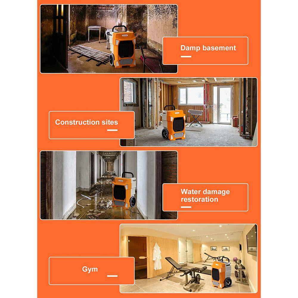 190 pt. 7500 sq. ft. Commercial Dehumidifiers in Orange for Basement Garage Warehouse with Drain Hose and Pump W-SPU-85