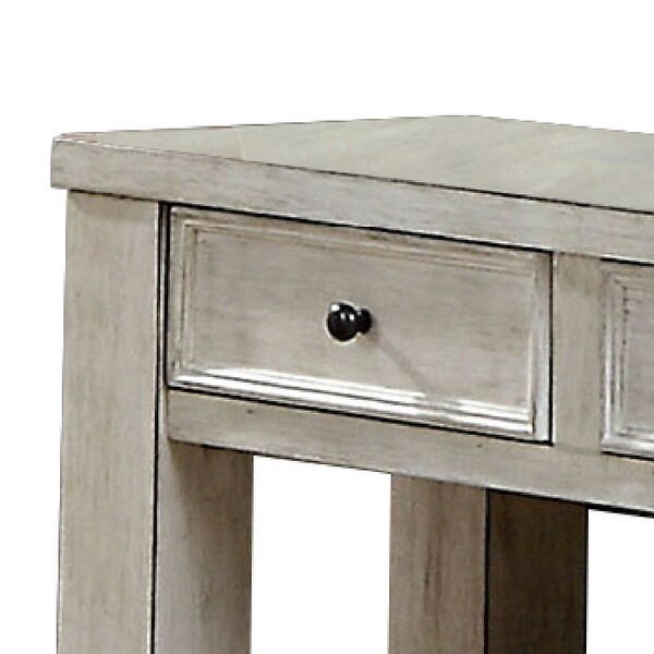 Transitional Wooden Console Table with 4 Drawers and Open Shelf， White