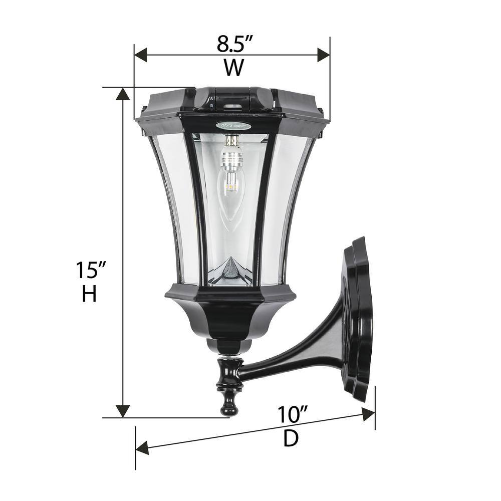 GAMA SONIC Victorian Bulb Black Outdoor Solar Lamp Post Light Warm White LED with Motion Sensor and 3-Mounting Options 94BS50033