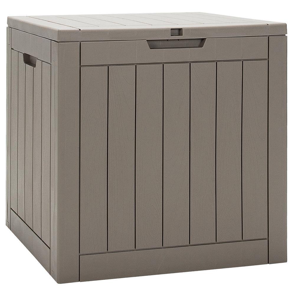 Costway 30 Gal. Deck Storage Box in Brown Container Seating Tools Organization Deliveries NP10310CF