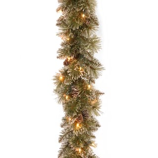  9 ft. Glittery Bristle Pine Artificial Christmas Garland with Twinkly LED Lights GB3-300T-9A-S