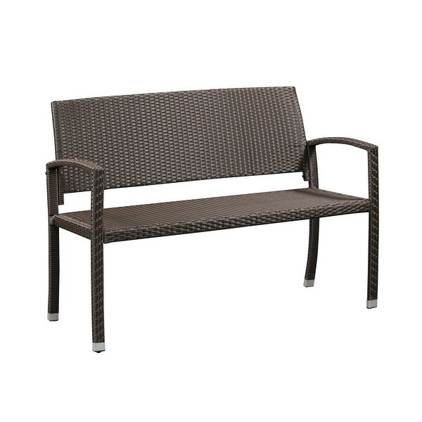 Miles Patio Bench In Mocha Wicker