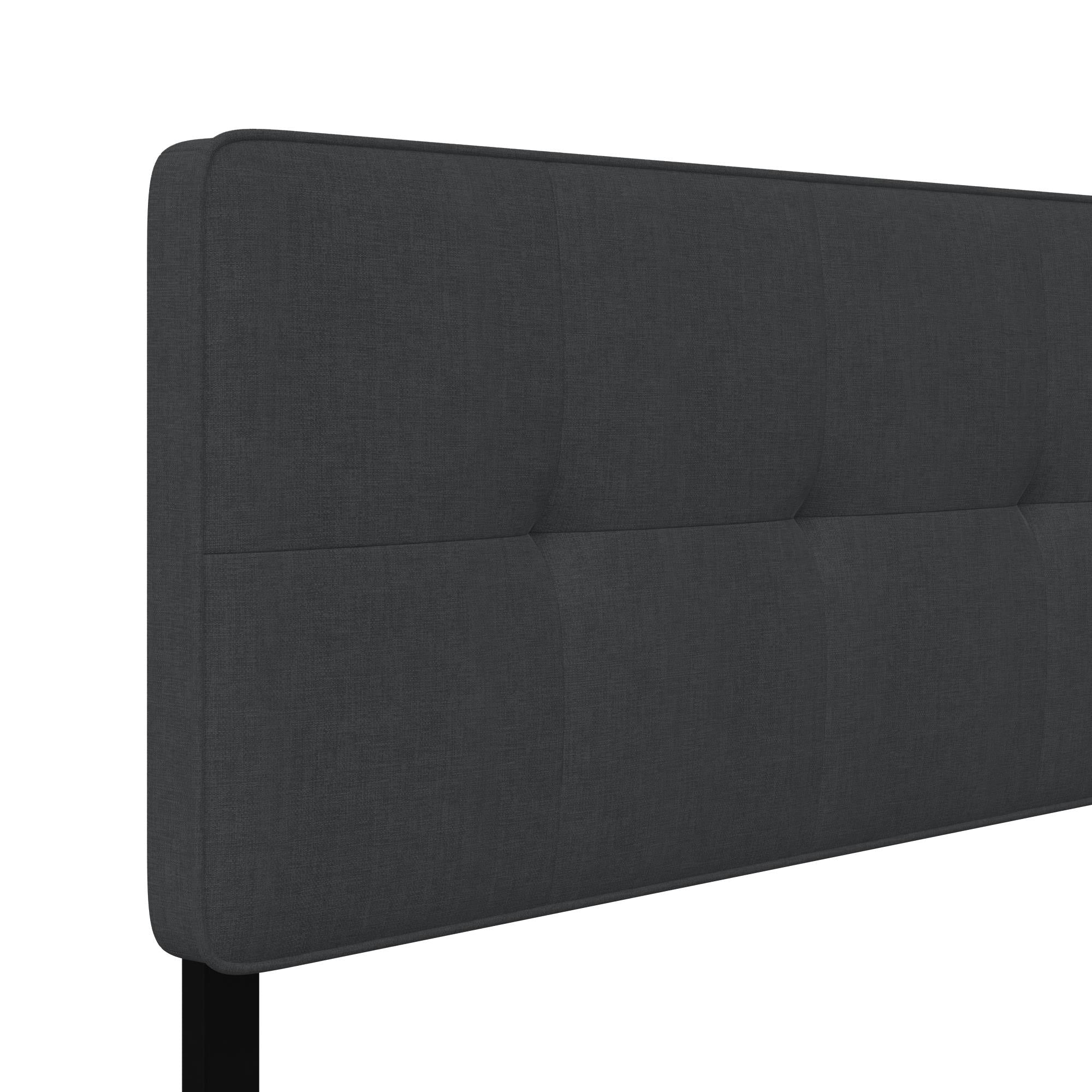 Queer Eye Wimberly Upholstered Bed, Adjustable Height Headboard, Queen, Dark Gray Linen