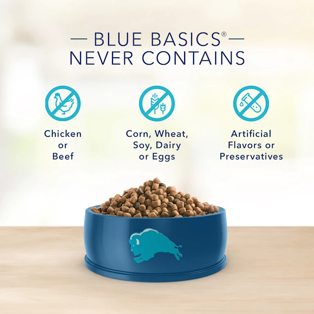 Blue Buffalo Blue Basics Skin and Stomach Care Natural Adult Grain Free Indoor Fish and Potato Adult Dry Cat Food， 11 lbs.