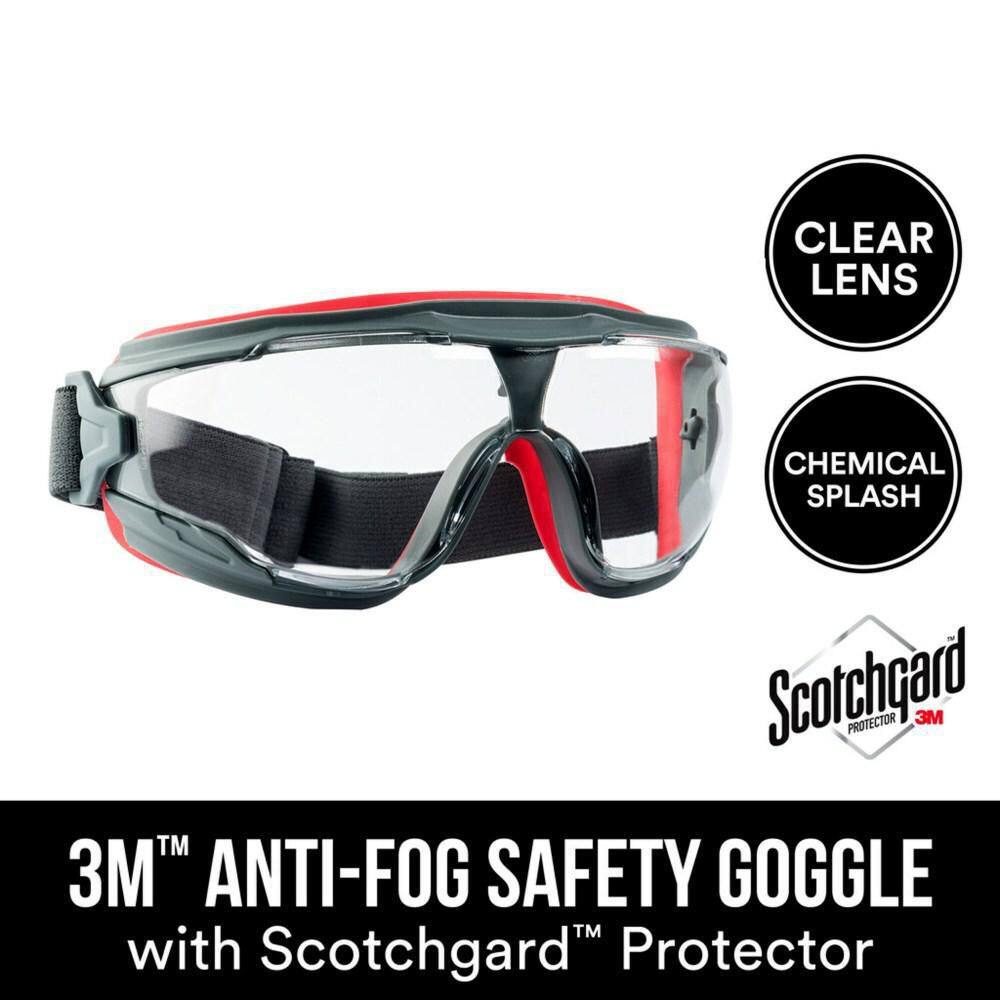 Scotchgard Protector GrayRed Anti-Fog Goggles with Clear Lens 47212H1-VDC-PS