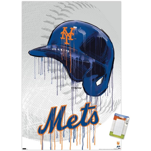 Trends International Mlb New York Mets Drip Helmet 22 Unframed Wall Poster Prints