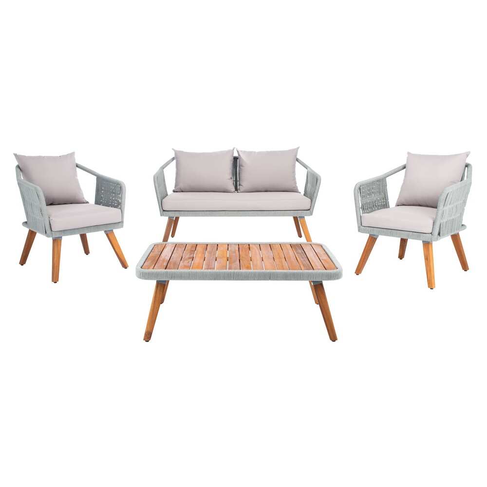 SAFAVIEH Outdoor Raldin Grey Rope 4 Piece Patio Set