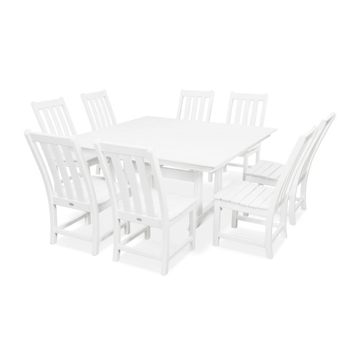 Polywood Vineyard 9-Piece Farmhouse Trestle Dining Set PWS342-1