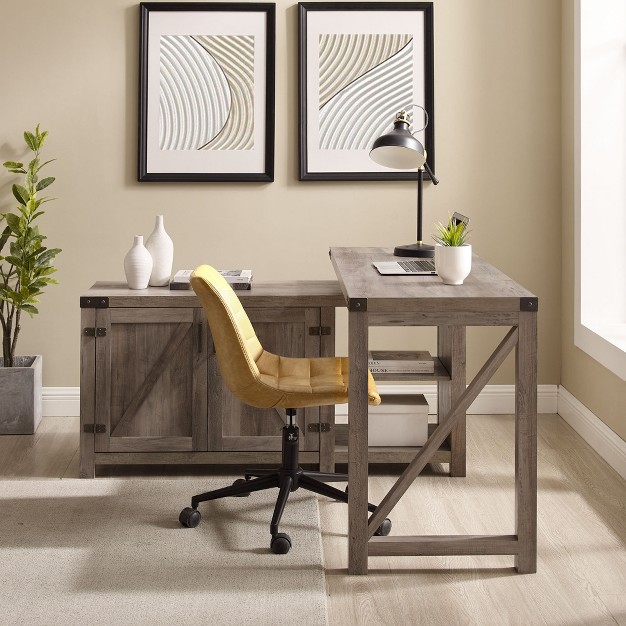 Farmhouse Rustic L Shaped Desk With Storage Saracina Home