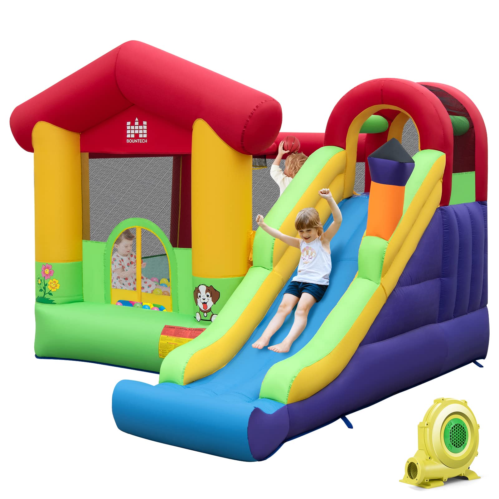 BOUNTECH Inflatable Bounce House, Bouncy House for Kids 5-12 Indoor Outdoor Fun