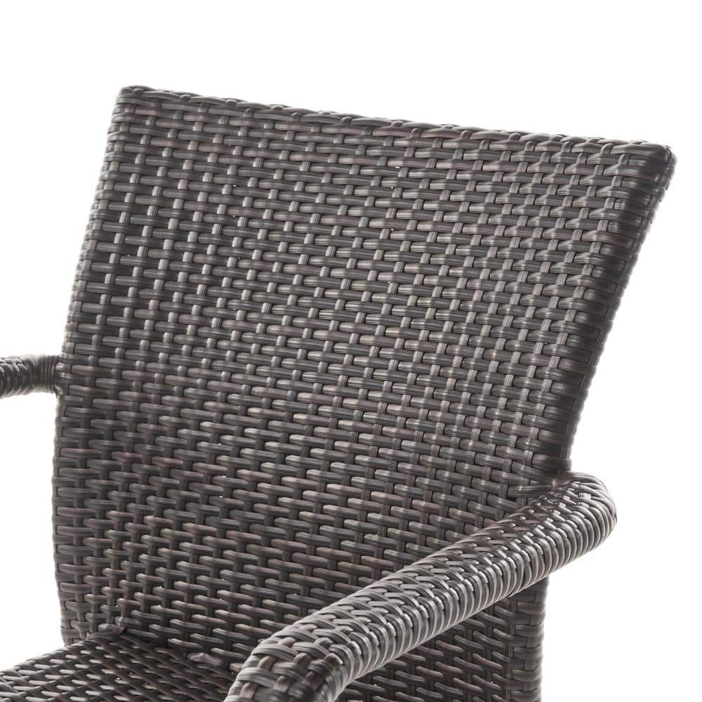 Noble House Dover Multi-Brown Plastic Stacking Outdoor Dining Chairs (4-Pack) 40763